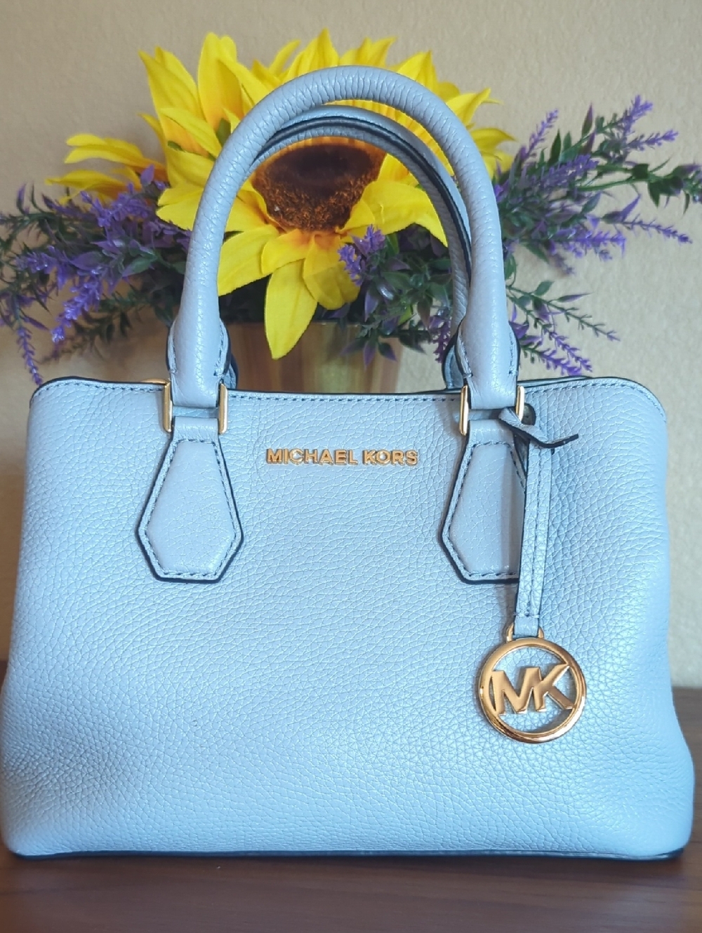 Michael Kors Camille Small Leather Satchel - Baby Blue